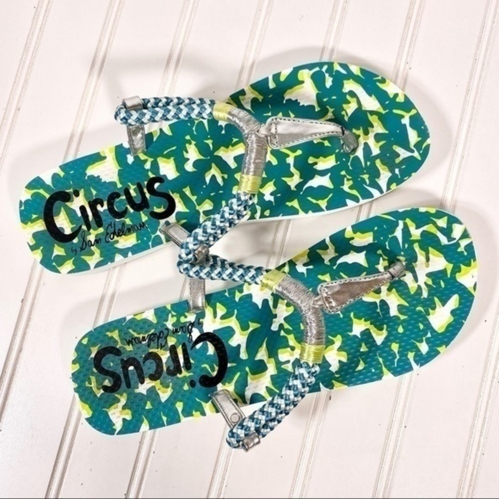 CIRCUS Sam Edelman‎ Mott Flip Flops Size 9M Sandals Green Silver - Picture 2 of 8